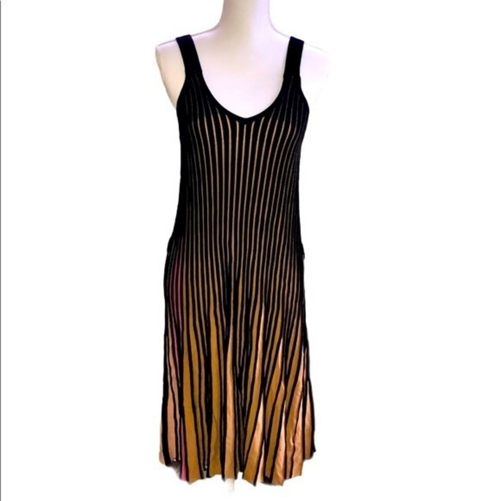 Haute Rogue Pleated Knit Midi Dress‎ L EUC